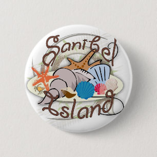 Badge Rond 5 Cm Sanibel Island Floride conception de coquillages
