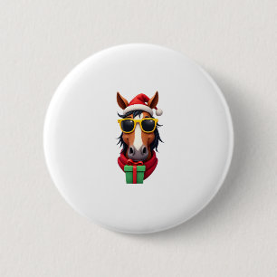 Badge Rond 5 Cm Santa à cheval Noël Xmas Femmes Filles