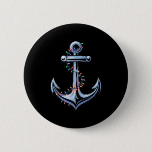 Badge Rond 5 Cm Santa Ancre Lumières de Noël Cool Voile Bateau