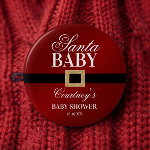 Badge Rond 5 Cm Santa Baby Baby Shower de Noël