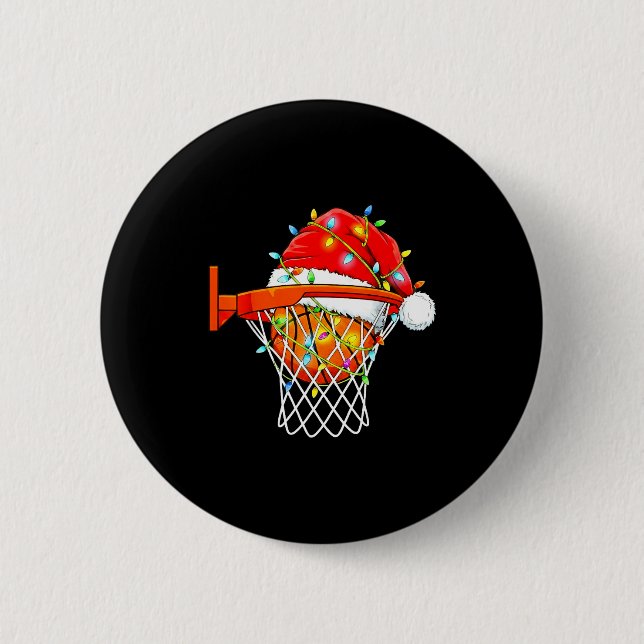 Badge Rond 5 Cm Santa Basketball Dunk Christmas Srts For Boys Girl (Devant)