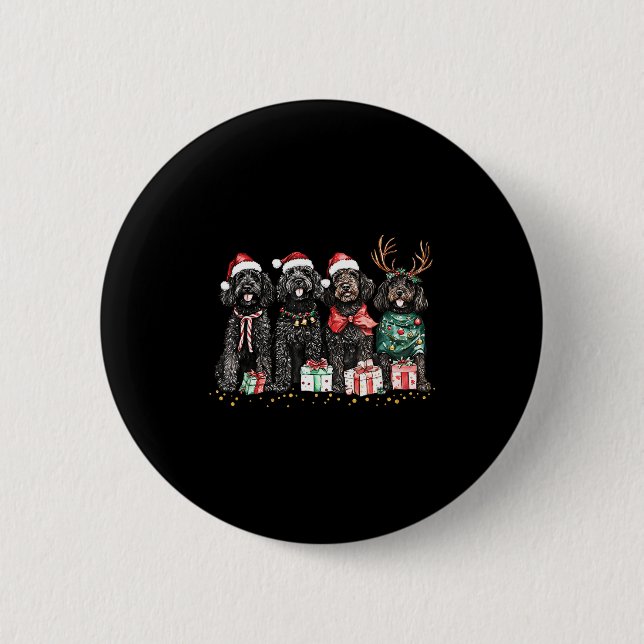 Badge Rond 5 Cm Santa Black Goldendoodle Christmas Winter Goldendo (Devant)