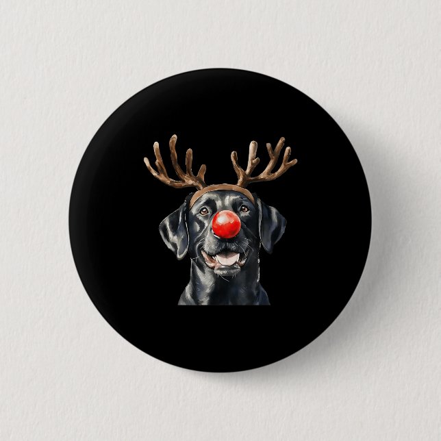 Badge Rond 5 Cm Santa Black Labrador Christmas Black Labrador Dog  (Devant)