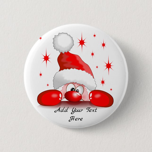 Badge Rond 5 Cm Santa Cartoon Cute Peeking Character © BluedarkArt (Devant)