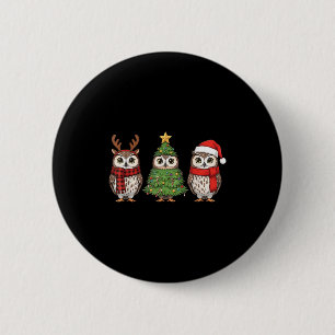 Badge Rond 5 Cm Santa chouette arbre de Noël chouette amoureux ani