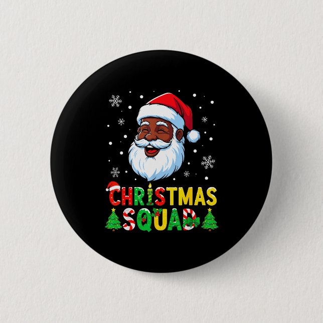Badge Rond 5 Cm Santa Christmas Squad Black Men African American F (Devant)