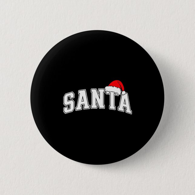 Badge Rond 5 Cm Santa Christmas Varsity Text With Hat Family Xmas  (Devant)