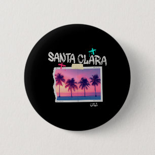 Badge Rond 5 Cm Santa Clara Californie Rétro Surfeur Plage Vintage