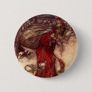 Badge Rond 5 Cm Santa Claus Arthur Rackham