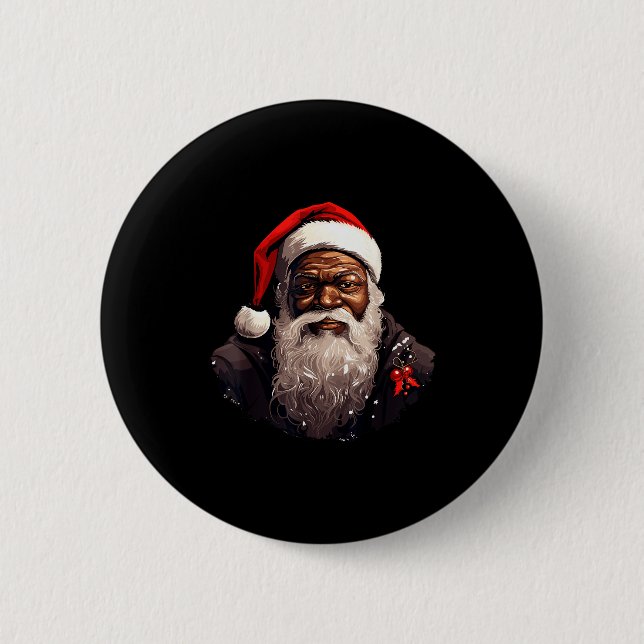 Badge Rond 5 Cm Santa Claus Black Christmas Xmas Santa Afro Africa (Devant)
