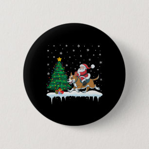 Badge Rond 5 Cm Santa Claus équitation bétail chien garçons filles