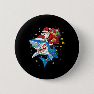 Badge Rond 5 Cm Santa Claus Riding Shark Lover Joyeux Noël Xma