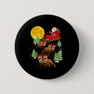 Badge Rond 5 Cm Santa Claus Sleigh & Reindeer Foxes Xmas Pajam