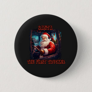 Badge Rond 5 Cm Santa Claus Trucker Noël Fête de la conduite