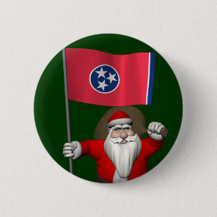 Badge Rond 5 Cm Santa Claus with Ensign of Tennessee