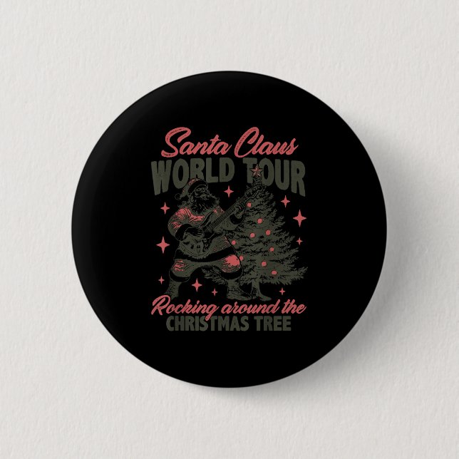 Badge Rond 5 Cm Santa Claus World Tour Rocking Around The Christma (Devant)