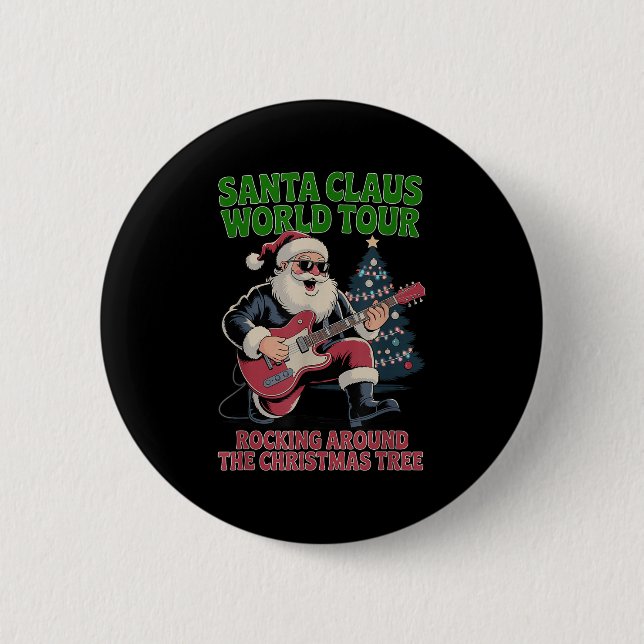 Badge Rond 5 Cm Santa Claus World Tour Rocking Around The Christma (Devant)