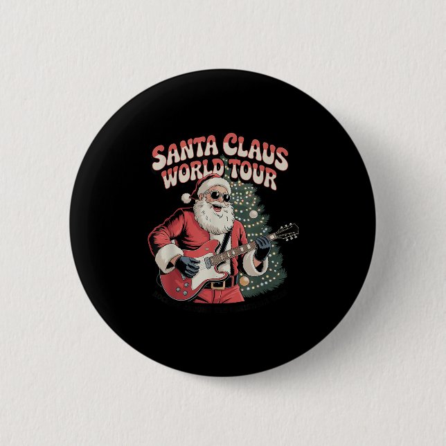 Badge Rond 5 Cm Santa Claus World Tour Rocking Around The Christma (Devant)