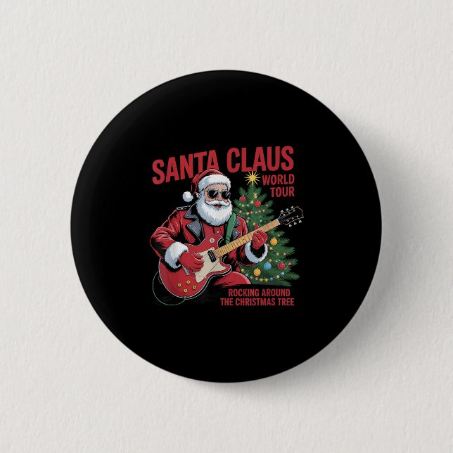 Badge Rond 5 Cm Santa Claus World Tour Rocking Around The Christma (Devant)