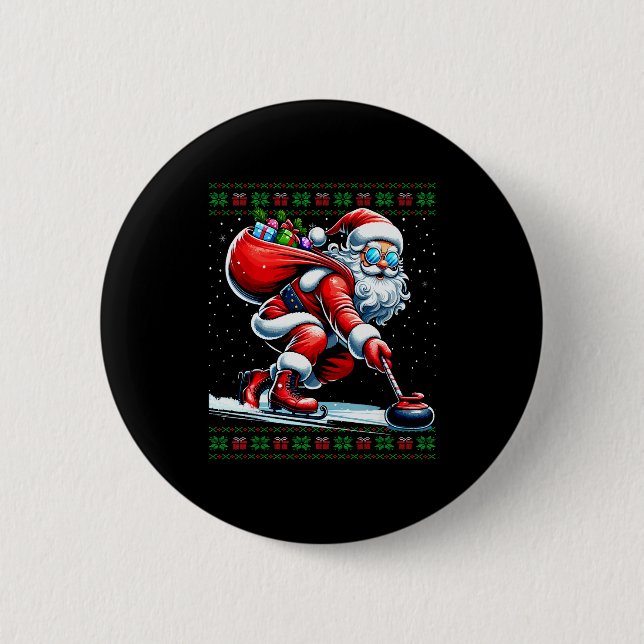 Badge Rond 5 Cm Santa Curling Ugly Christmas Sweater  (Devant)