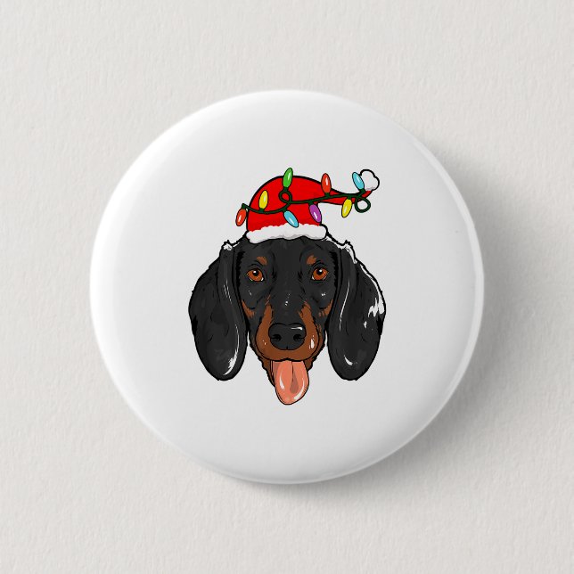 Badge Rond 5 Cm Santa Dachshund Light Christmas  (Devant)