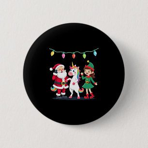 Badge Rond 5 Cm Santa en train de faire le dab Elfe Licorne Noël E