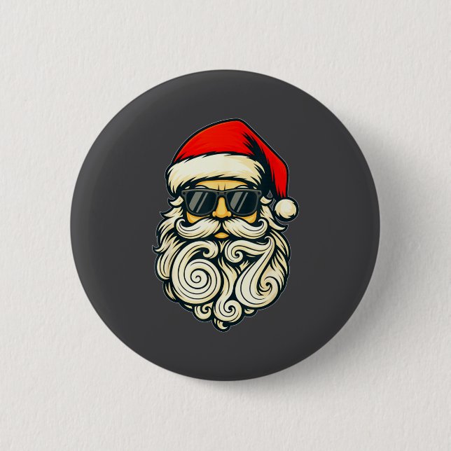Badge Rond 5 Cm Santa Face Retro Sungles 6 7 Christmas 67 Santa Si (Devant)