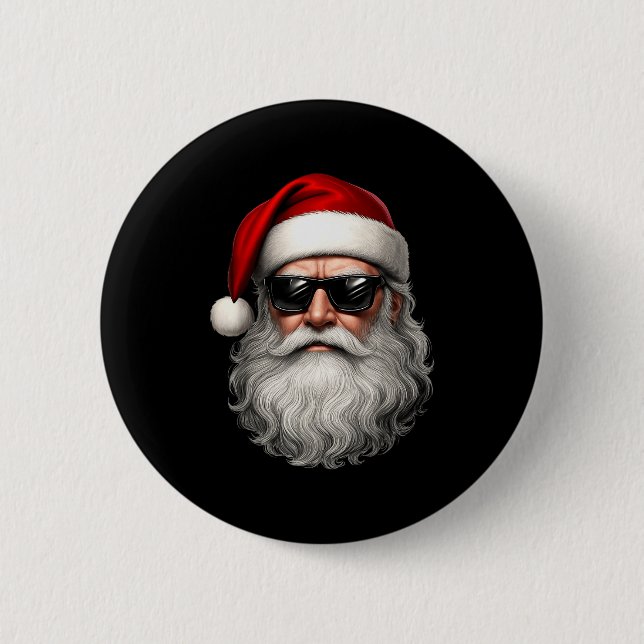 Badge Rond 5 Cm Santa Face Retro Sungles Funny Christmas Pajama Me (Devant)