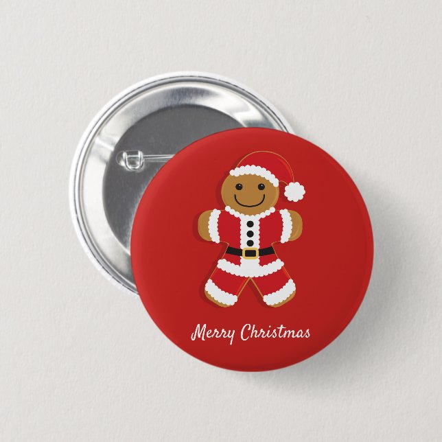Badge Rond 5 Cm Santa Gingerbread Man | Button (Devant & derrière)
