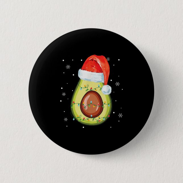 Badge Rond 5 Cm Santa Hat Avocado Joyeux Noël Vegan Pajama (Devant)
