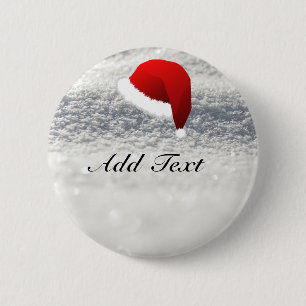 Badge Rond 5 Cm Santa Hat, modèle Arrière - plan de neige