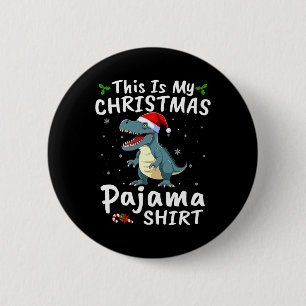 Badge Rond 5 Cm Santa Hat T-rex Dinosaur C'Est Mon Paja De Noël