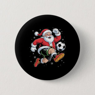 Badge Rond 5 Cm Santa jouant au football de Noël garçons hommes en
