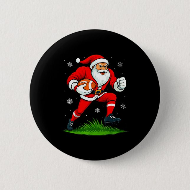 Badge Rond 5 Cm Santa Playing Football Xmas Funny Christmas Footba (Devant)