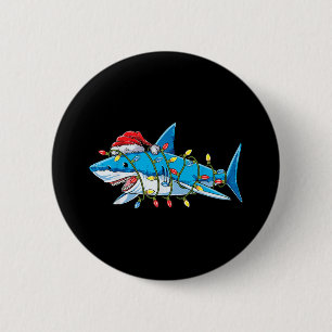 Badge Rond 5 Cm Santa Shark Christmas Lights Sharkma Tree Xmas Bo