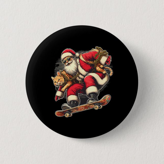 Badge Rond 5 Cm Santa Skateboarding With Tab  (Devant)