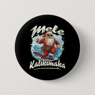 Badge Rond 5 Cm Santa surfe Mele Kalikimaka Aloha Hawaï Noël