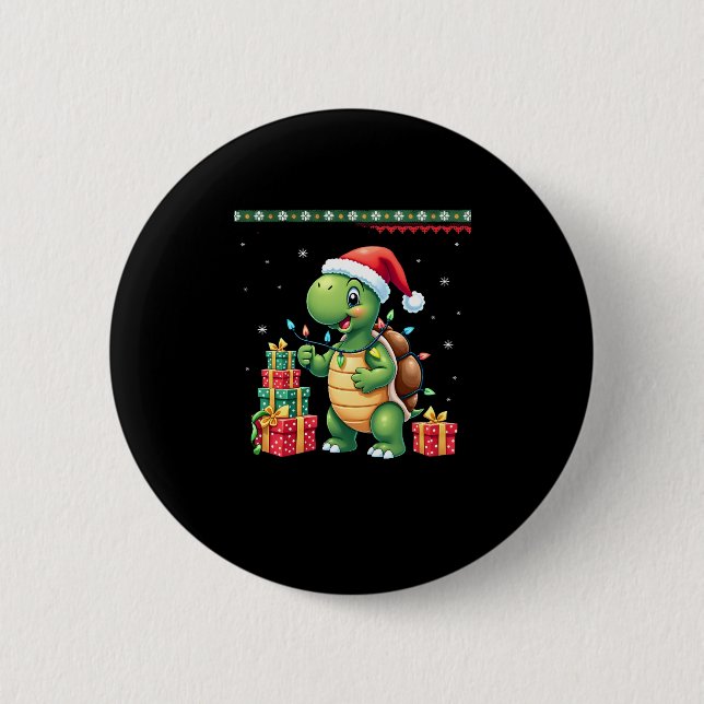 Badge Rond 5 Cm Santa Turtle Christmas Ugly Sweater Funny Holiday  (Devant)
