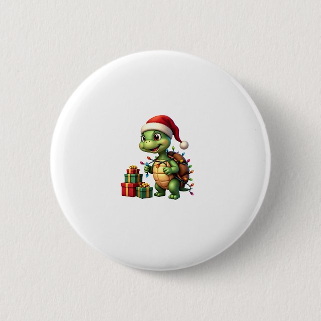 Badge Rond 5 Cm Santa Turtle Christmas Ugly Sweater Funny Holiday  (Devant)