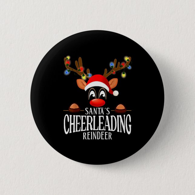 Badge Rond 5 Cm Santa's Cheerleading Reindeer Funny Xmas Matching  (Devant)