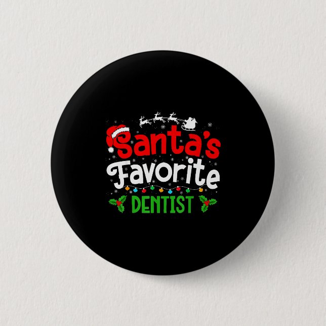 Badge Rond 5 Cm Santa's Favorite Dentist Christmas Party  (Devant)