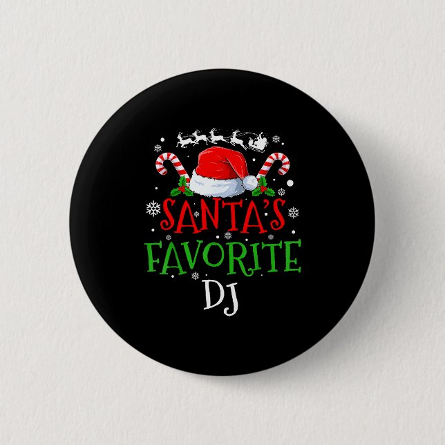 Badge Rond 5 Cm Santa's Favorite Dj Christmas Party  (Devant)