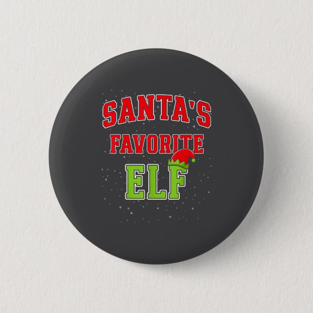 Badge Rond 5 Cm Santa's Favorite Elf Christmas Family Matching Gro (Devant)
