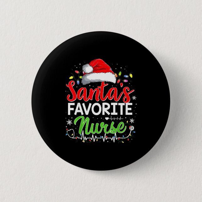 Badge Rond 5 Cm Santa's Favorite Nurse Funny Christmas Nurse Xmas  (Devant)