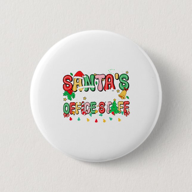 Badge Rond 5 Cm Santa's Favorite Office Staff Christmas Lights San (Devant)