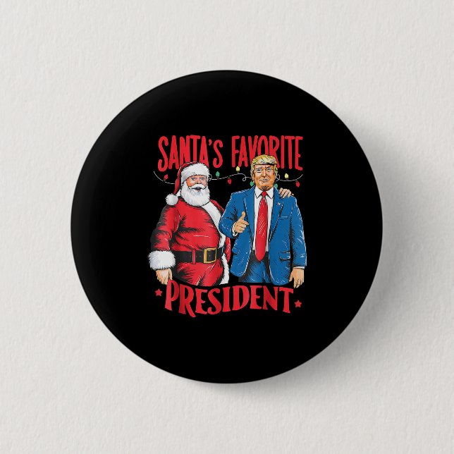 Badge Rond 5 Cm Santa's Favorite President Santa Trump Dance Chris (Devant)