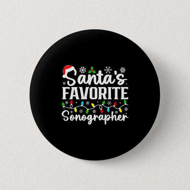 Badge Rond 5 Cm Santa's Favorite Sonographer Funny Christmas Famil (Devant)