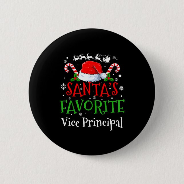 Badge Rond 5 Cm Santa's Favorite Vice Principal Christmas Party  (Devant)