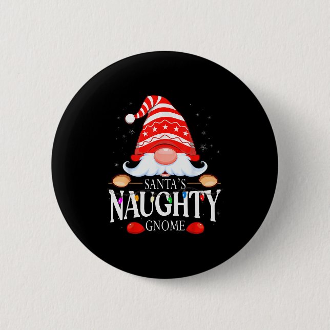 Badge Rond 5 Cm Santa's Naughty Gnome Matching Christmas Pajama  (Devant)