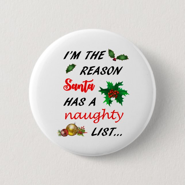 Badge Rond 5 Cm Santa's Naughty List (Devant)